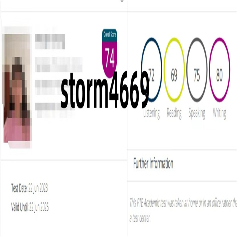 九江某同学pte代考保分出74