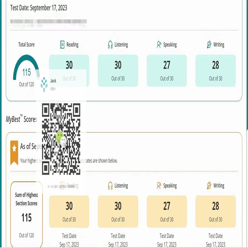 北京某同学托福替考保分出115