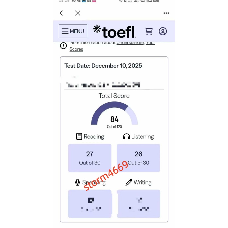 江西某同学托福面授出84分