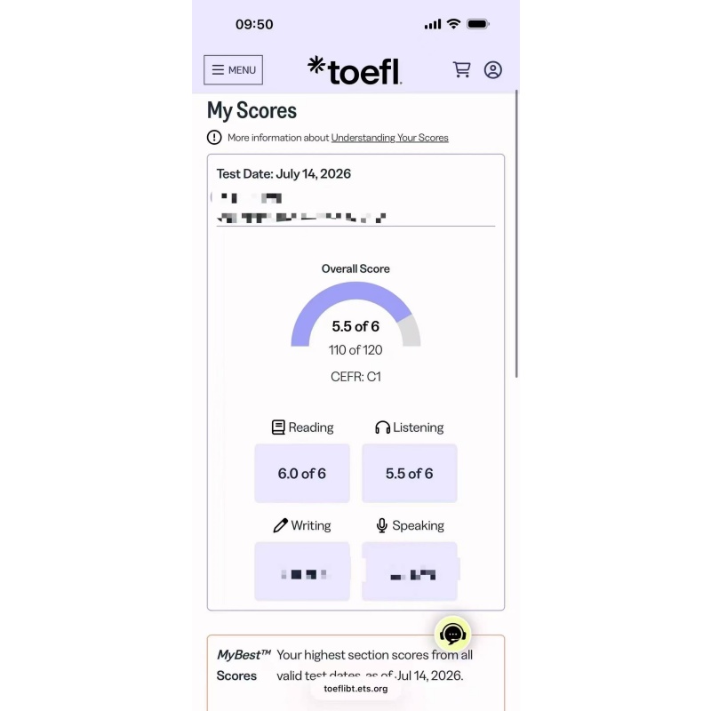 四川某同学托福代考出5.5分