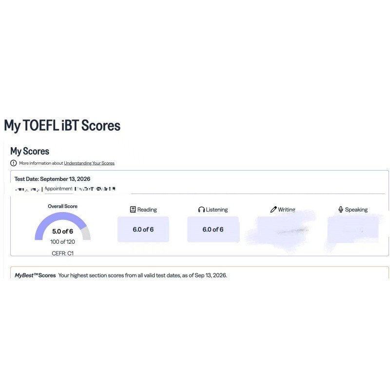 河南某同学托福面授出5.0分